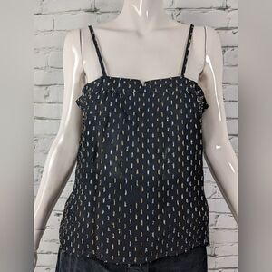 Vintage Tank top - straight cut neckline, black and metallic thread size 4